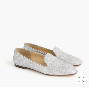 NEW J. Crew Glitter Smoking Slipper Loafer, 7.5
